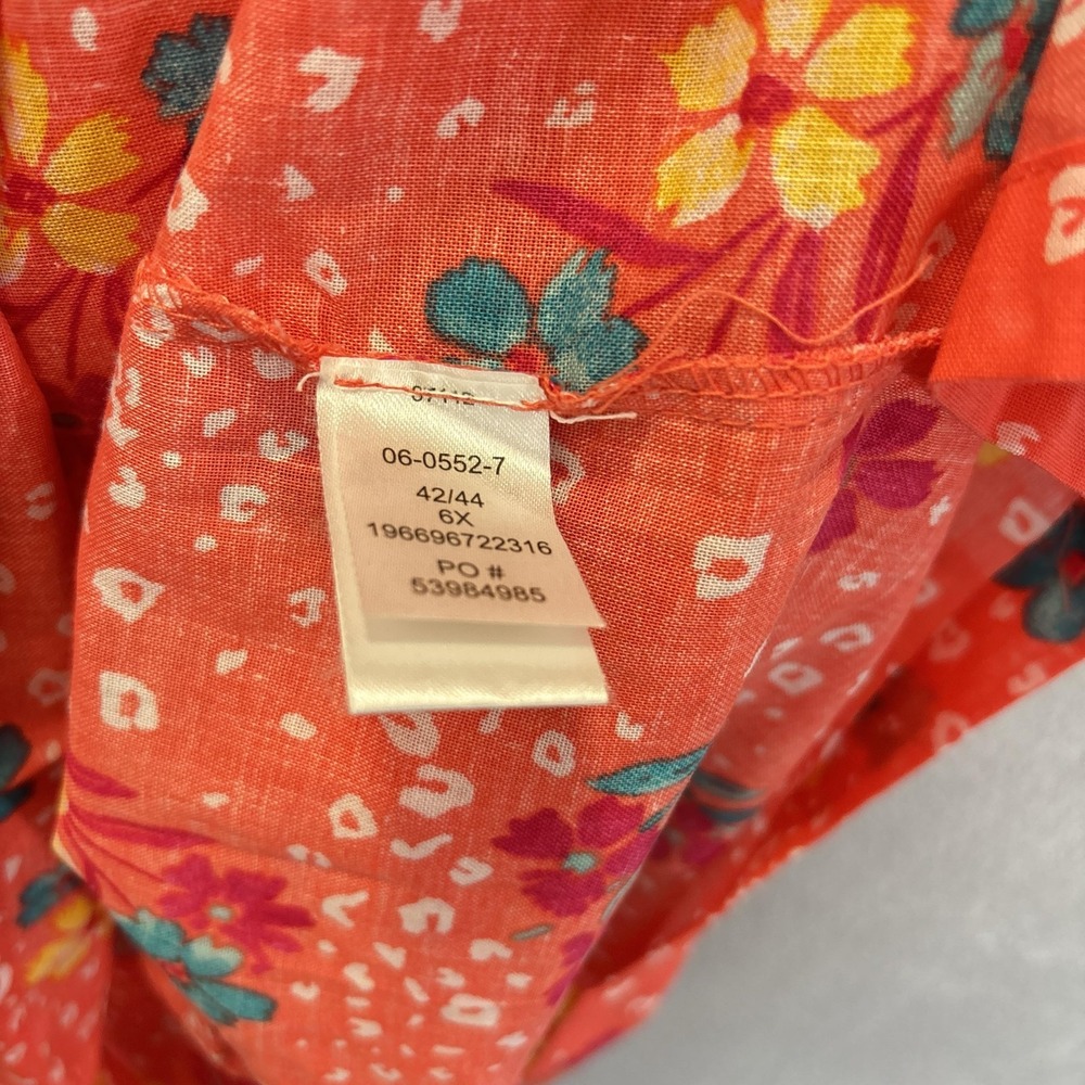 Only Necessities House Dress Womens 6X Orange Floral Sleeveless Pockets Muu Muu - Picture 10 of 11